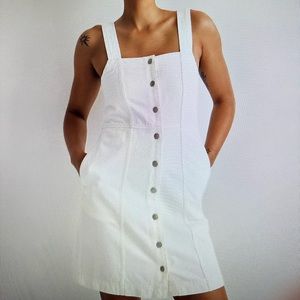 Madewell Denim Square Neck Sleeveless Dress in Tile White